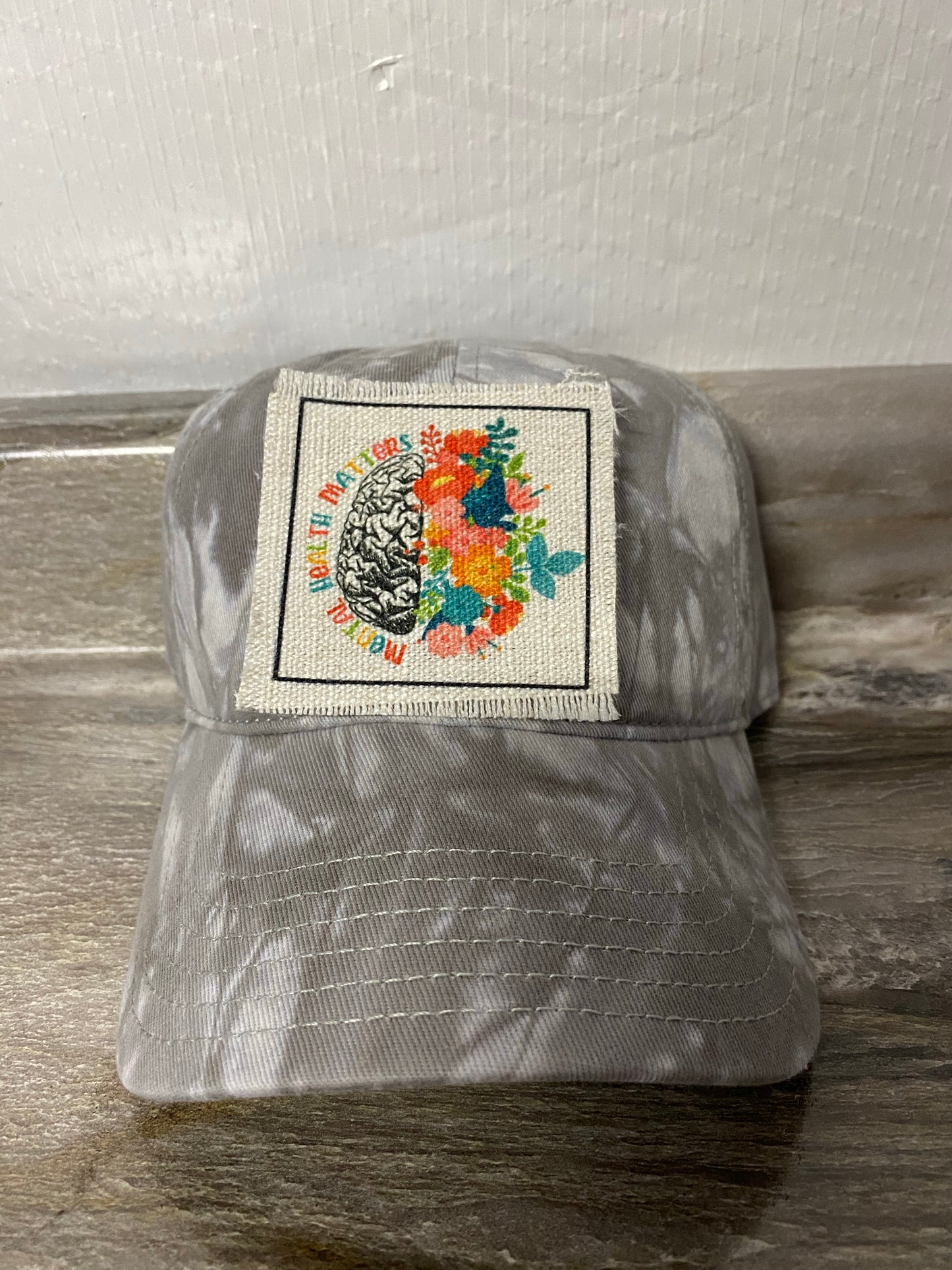 Mental Health Matters Brain Floral Hat Patch