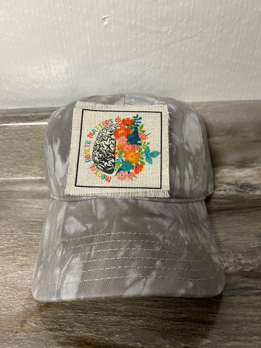 Mental Health Matters Brain Floral Hat Patch