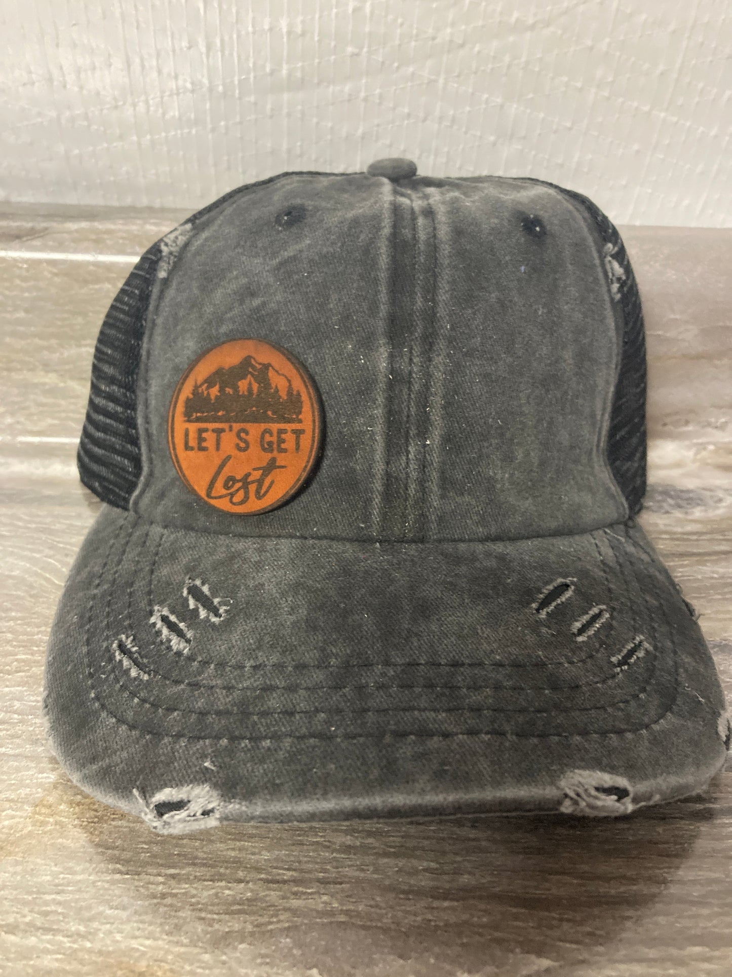 Let's Get Lost Small Leatherette Hat Patch
