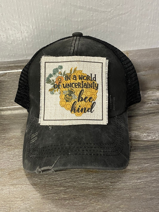 In a World of Uncertainty Bee Kind Hat Patch