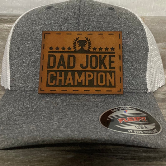 Dad Joke Champion Leatherette Hat Patch