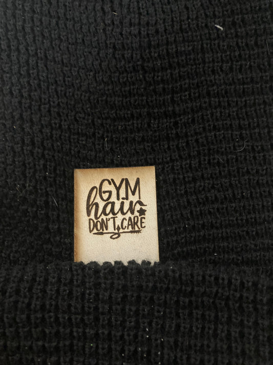Gym Hair Fold-Over Leatherette Beanie Patch
