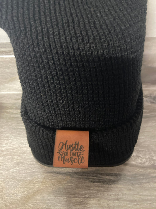 Hustle for Muscle Fold-Over Leatherette Beanie Patch