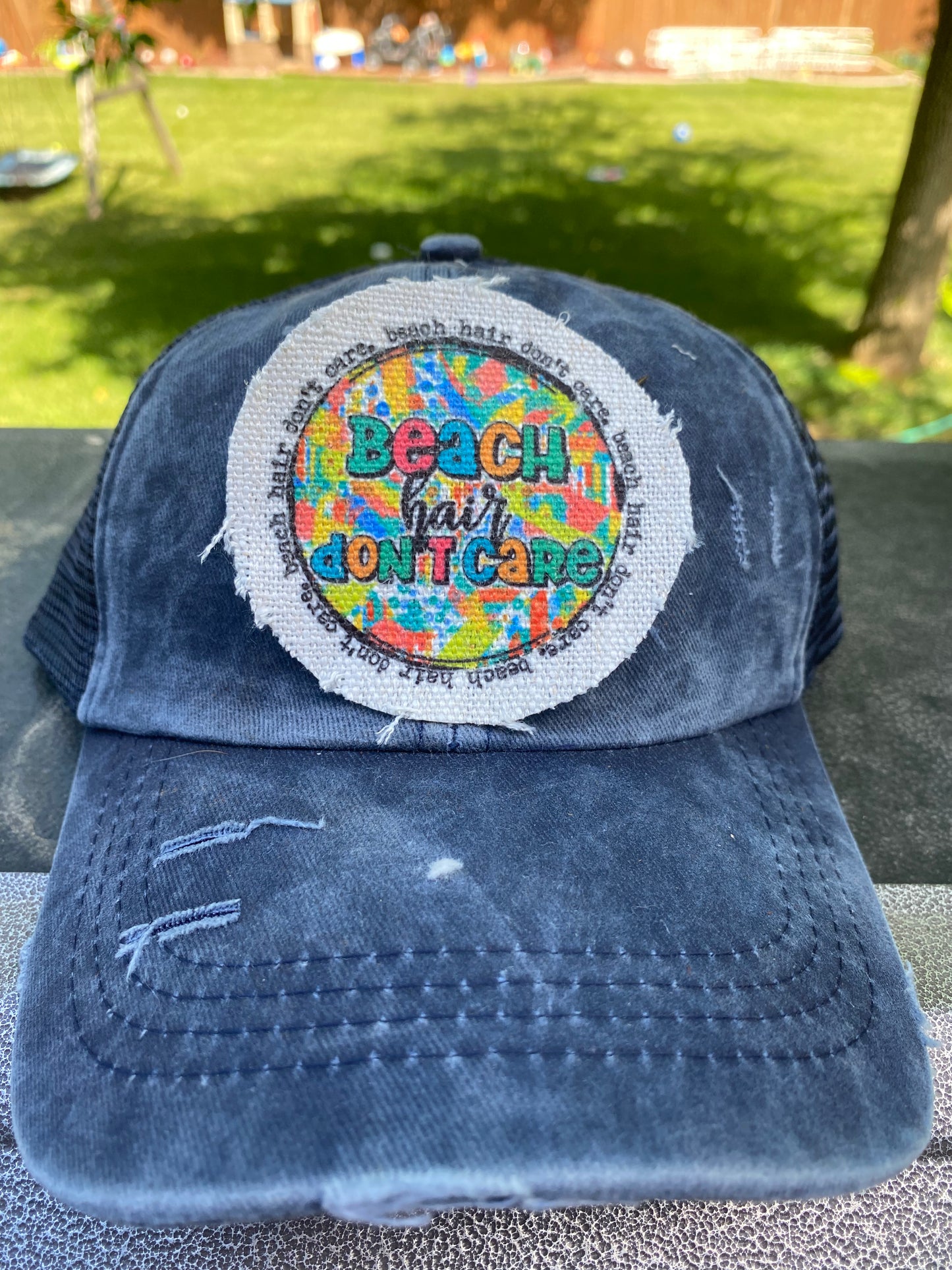 Beach Hair Don't Care Circle Hat Patch