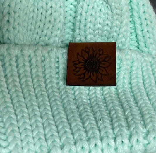 Sunflower Fold-Over Leatherette Beanie Patch