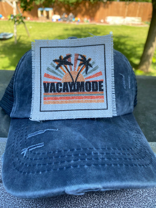 Vacay Mode Sunset Rainbow Hat Patch