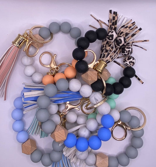 Silicone Bead Keychain Bracelets