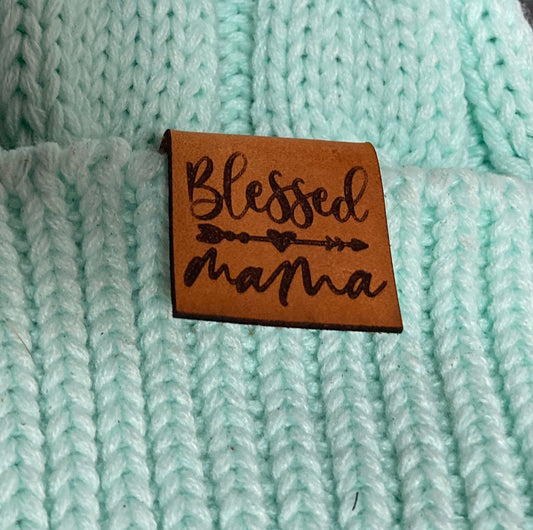 Blessed Mama Fold-Over Leatherette Beanie Patch