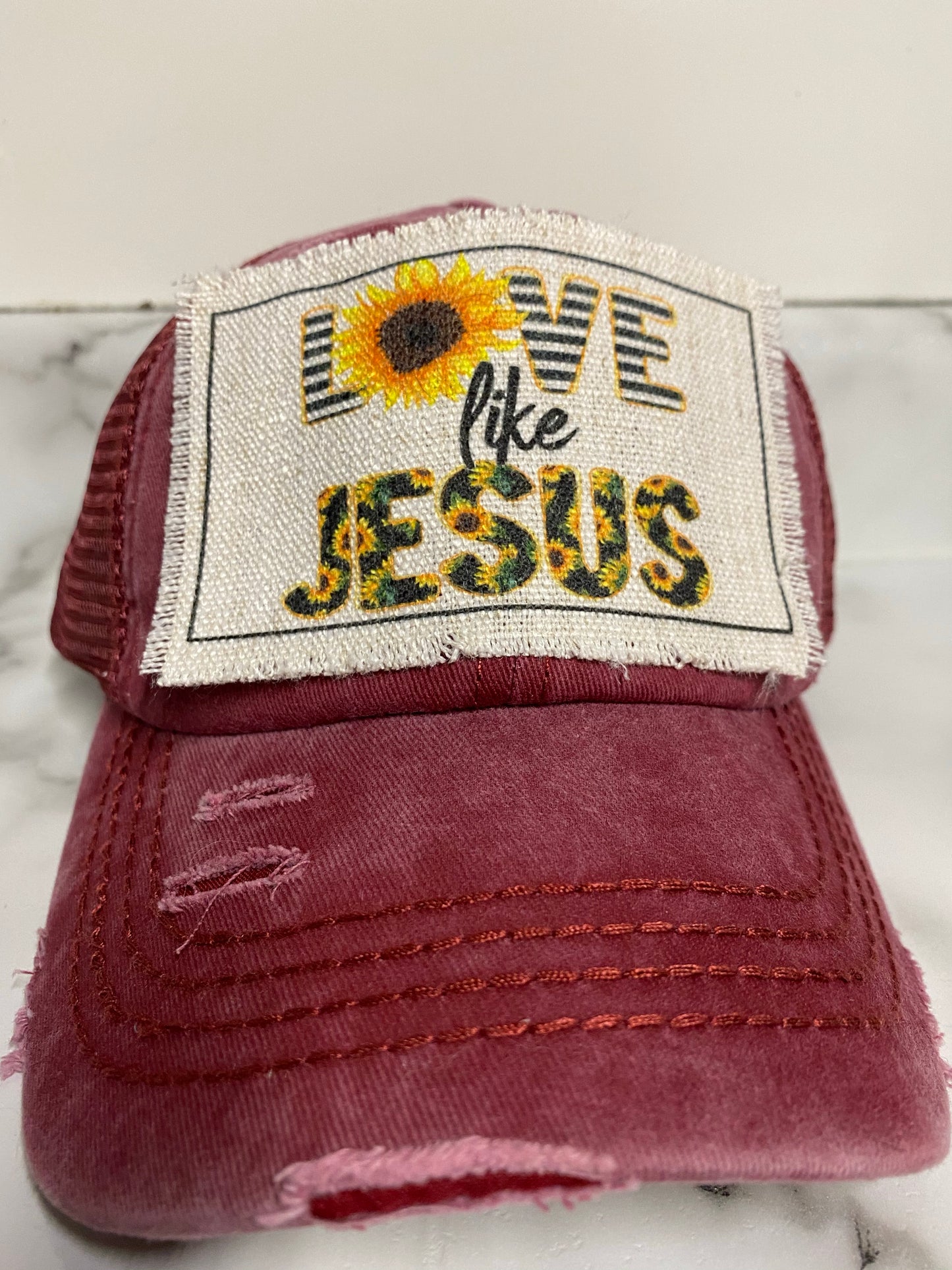 Love Like Jesus Sunflower Hat Patch
