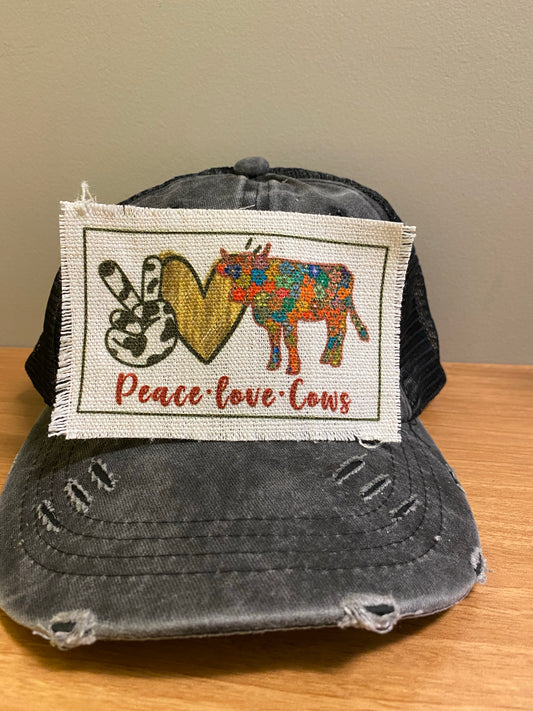 Peace Love Cows Hat Patch