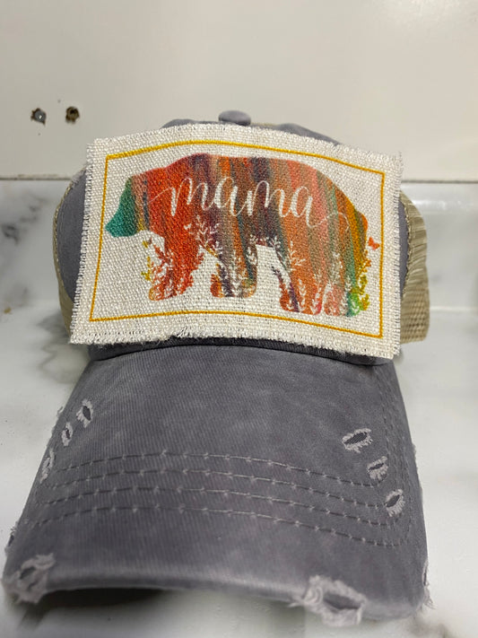 Mama Bear Floral Hat Patch