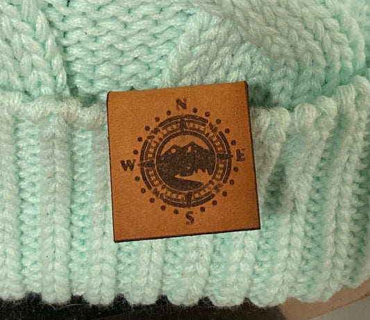 Compass Fold-Over Leatherette Beanie Patch