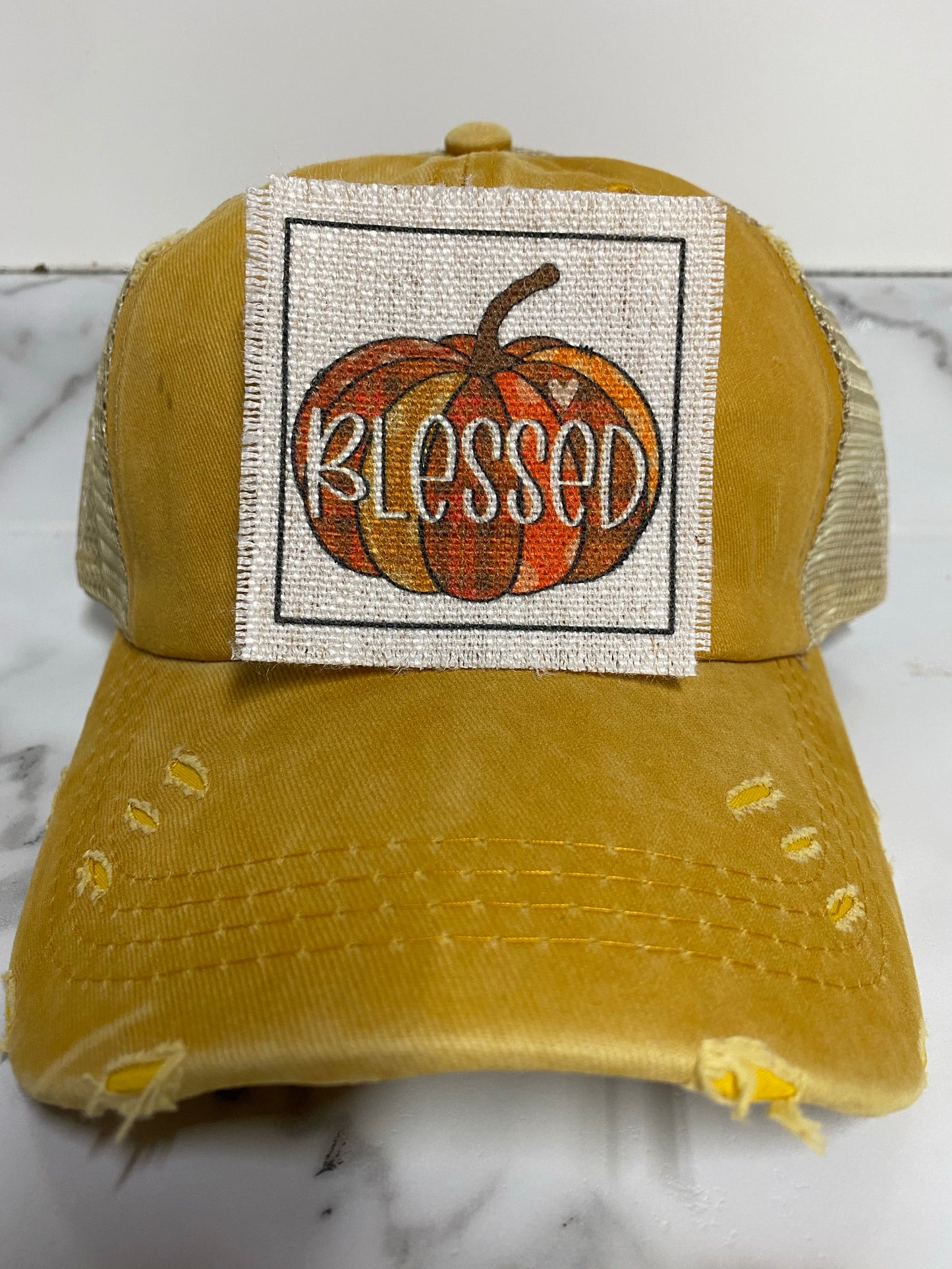 Blessed Plaid Pumpkin Hat Patch