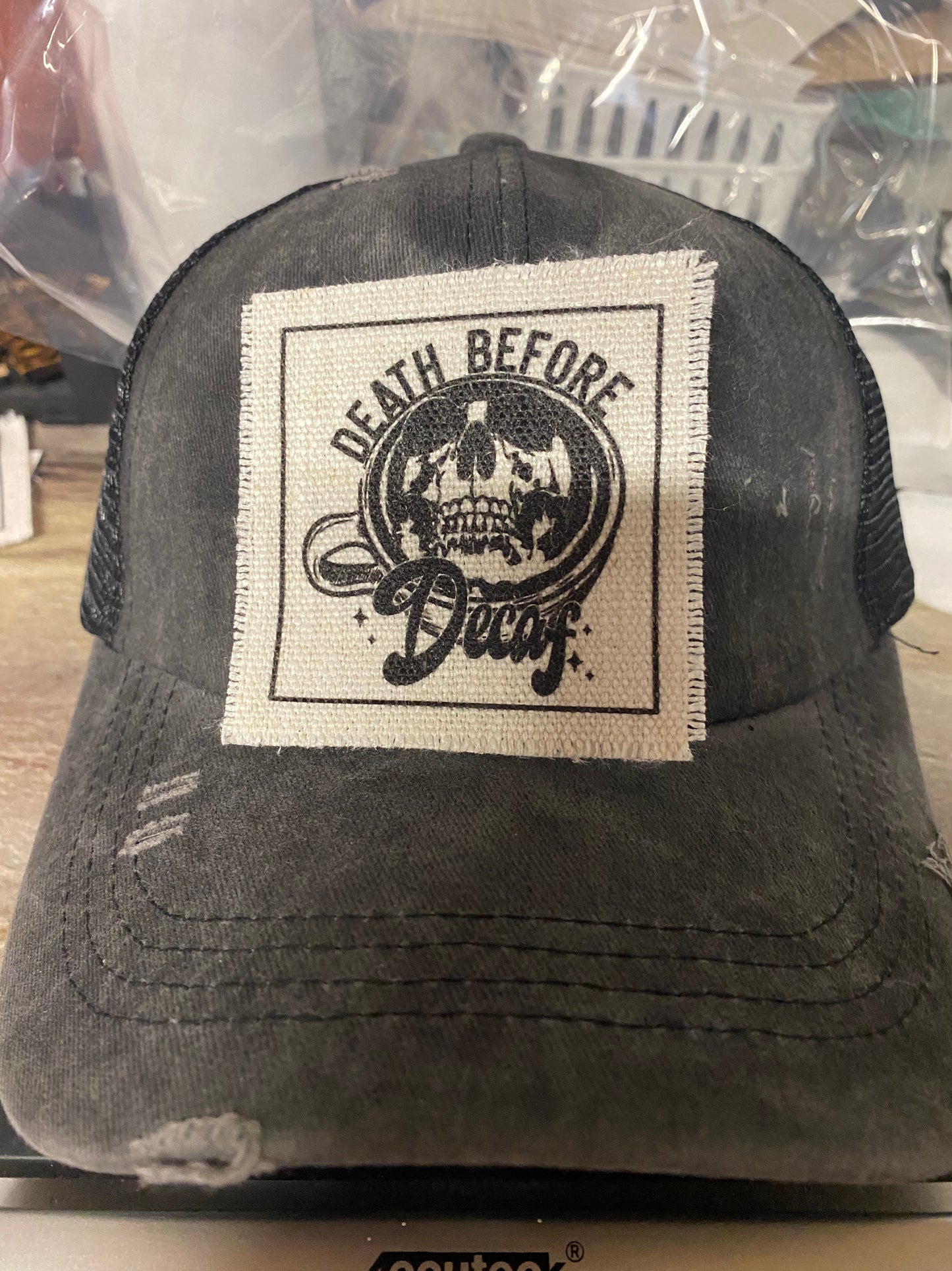Death Before Decaf Hat Patch