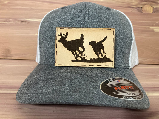 Hunting Dog Leatherette Hat Patch