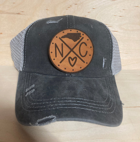State Initial Crossed Leatherette Hat Patch