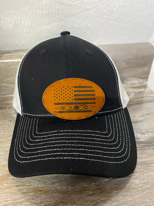 Kayak Flag Leatherette Hat Patch