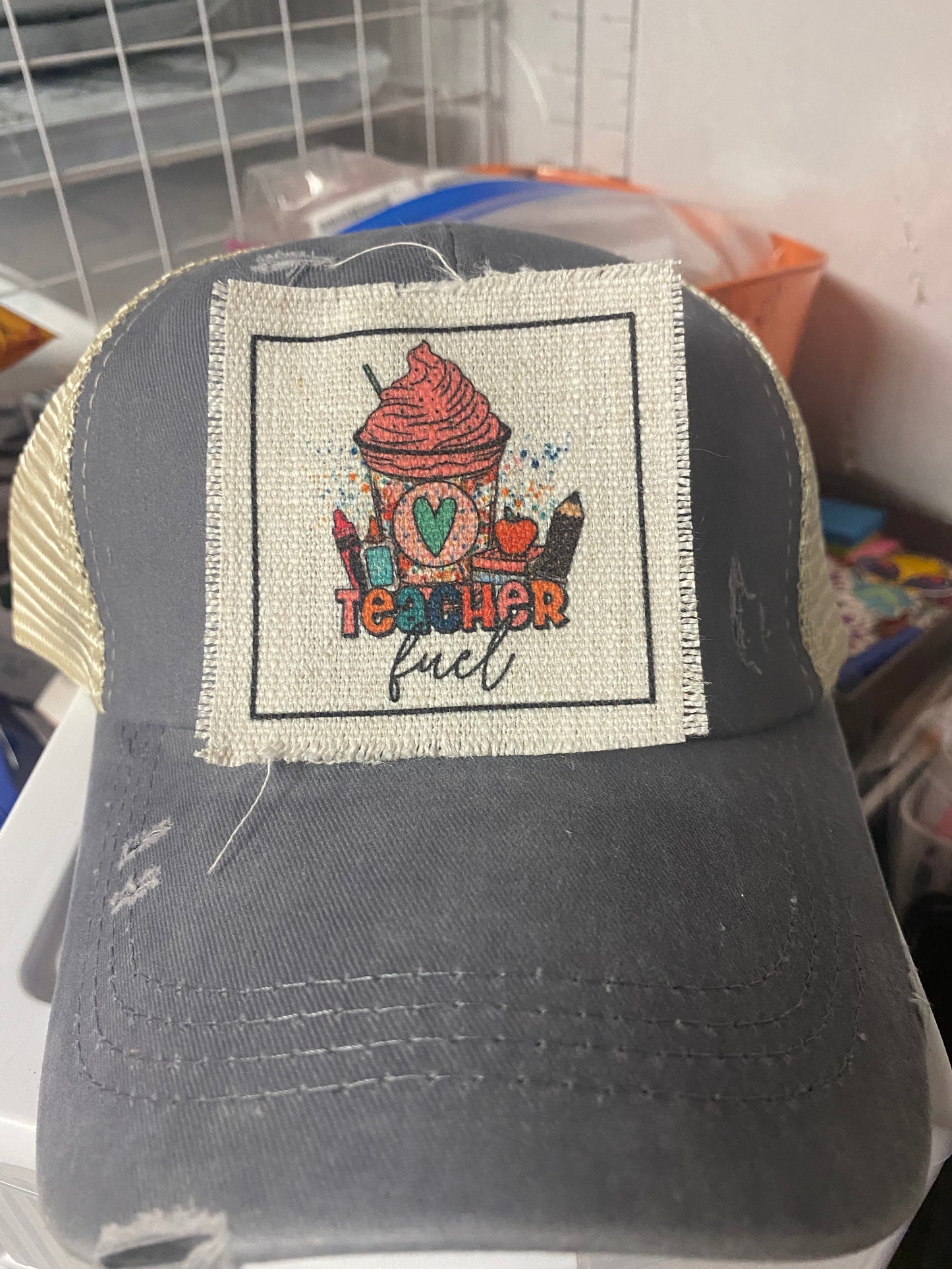 Teacher Fuel with Coffee Cup Hat Patch