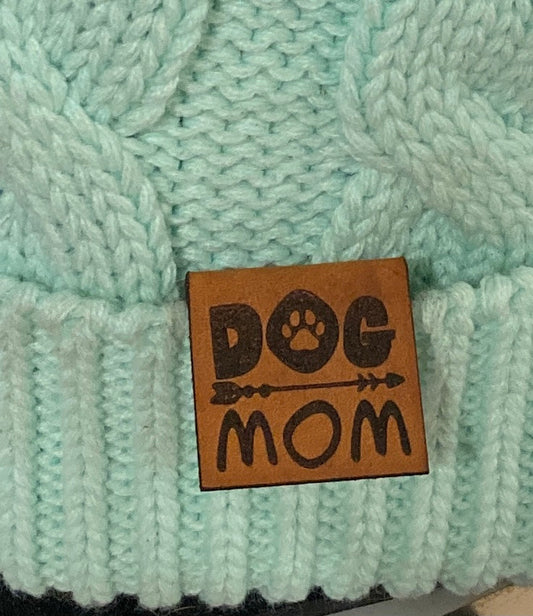 Dog Mom Fold-Over Leatherette Beanie Patch