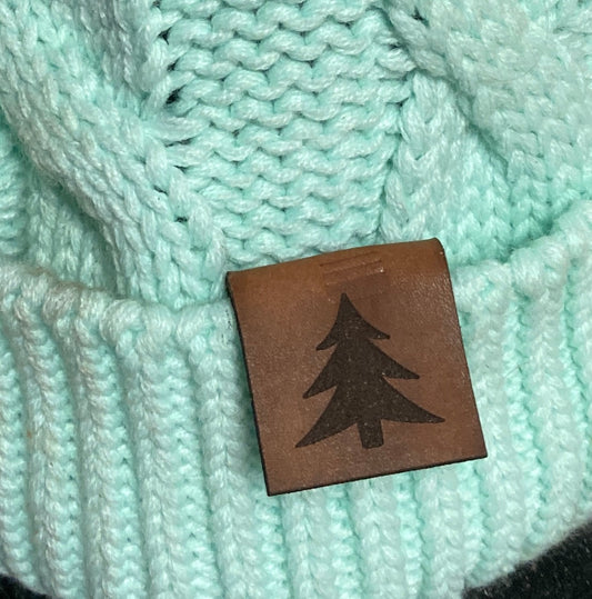 Evergreen Fold-Over Leatherette Beanie Patch
