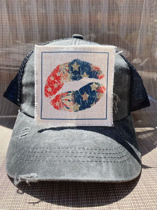 Patriotic Lips Hat Patch