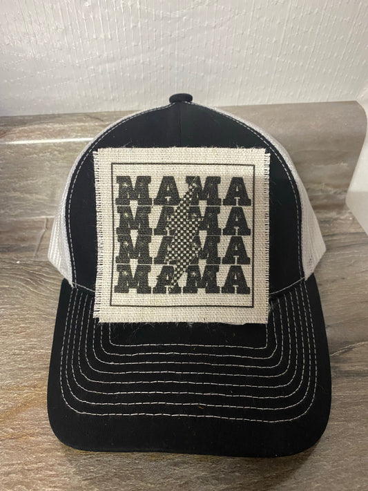 Mama Lightening Bolt Checkered Hat Patch