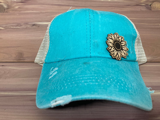 Sunflower Cutout Small Leatherette Hat Patch