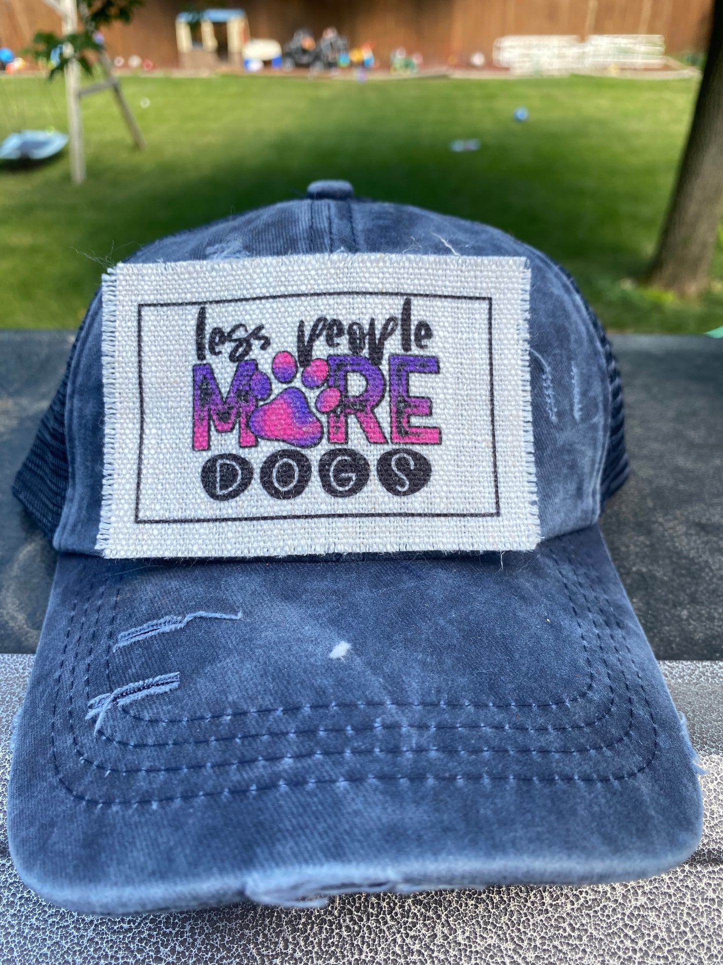 Less People More Dogs Neon Hat Patch