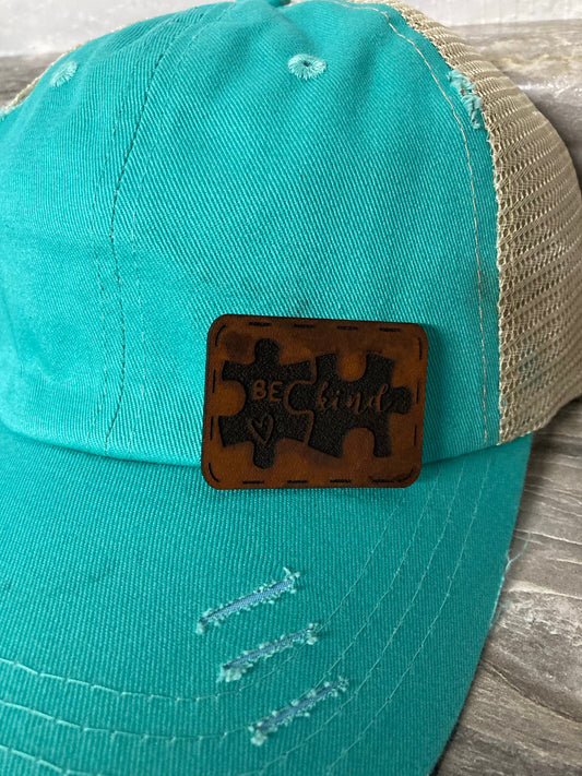 Be Kind Puzzle Small Leatherette Hat Patch