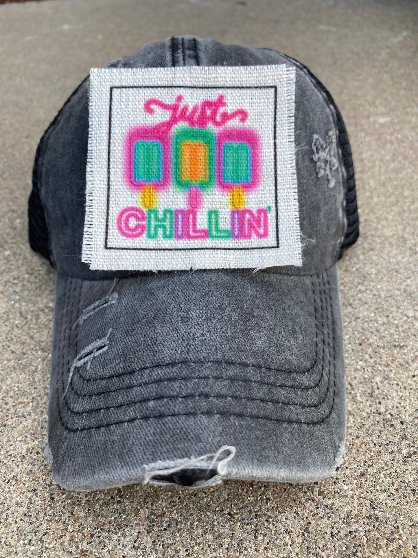 Just Chillin' Neon Hat Patch