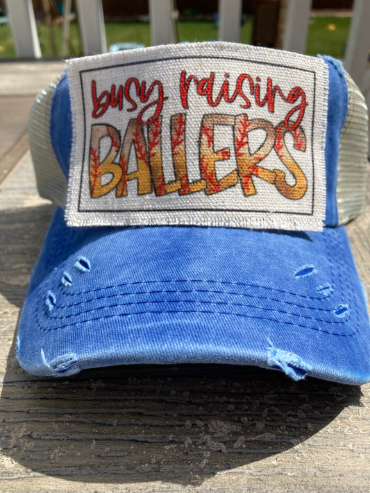 Busy Raising Ballers Hat Patch