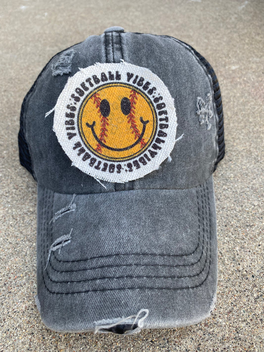 Softball Vibes Circle Hat Patch