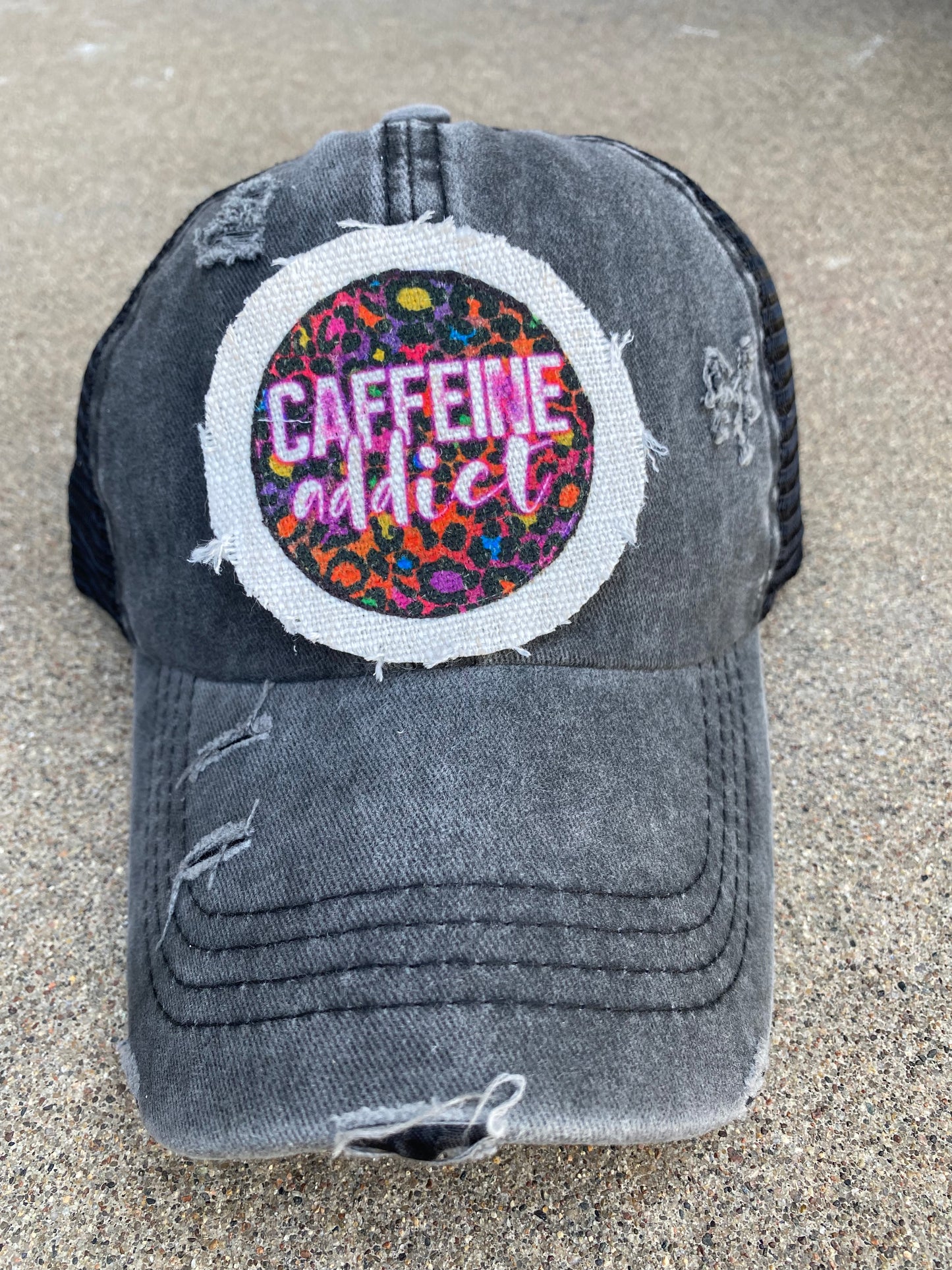 Caffeine Addict Circle Hat Patch