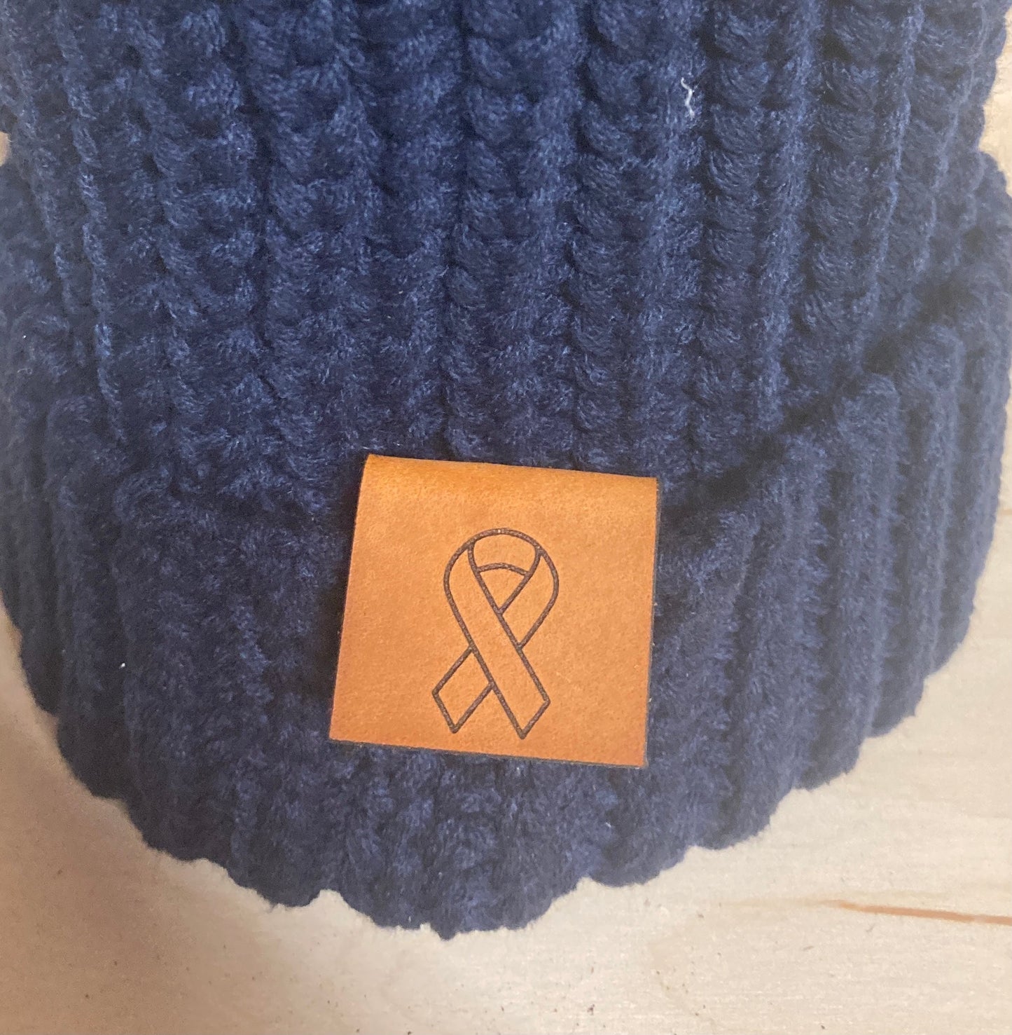 Awareness Ribbon Fold-Over Leatherette Beanie Patch