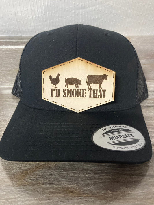 I'd Smoke That Leatherette Hat Patch