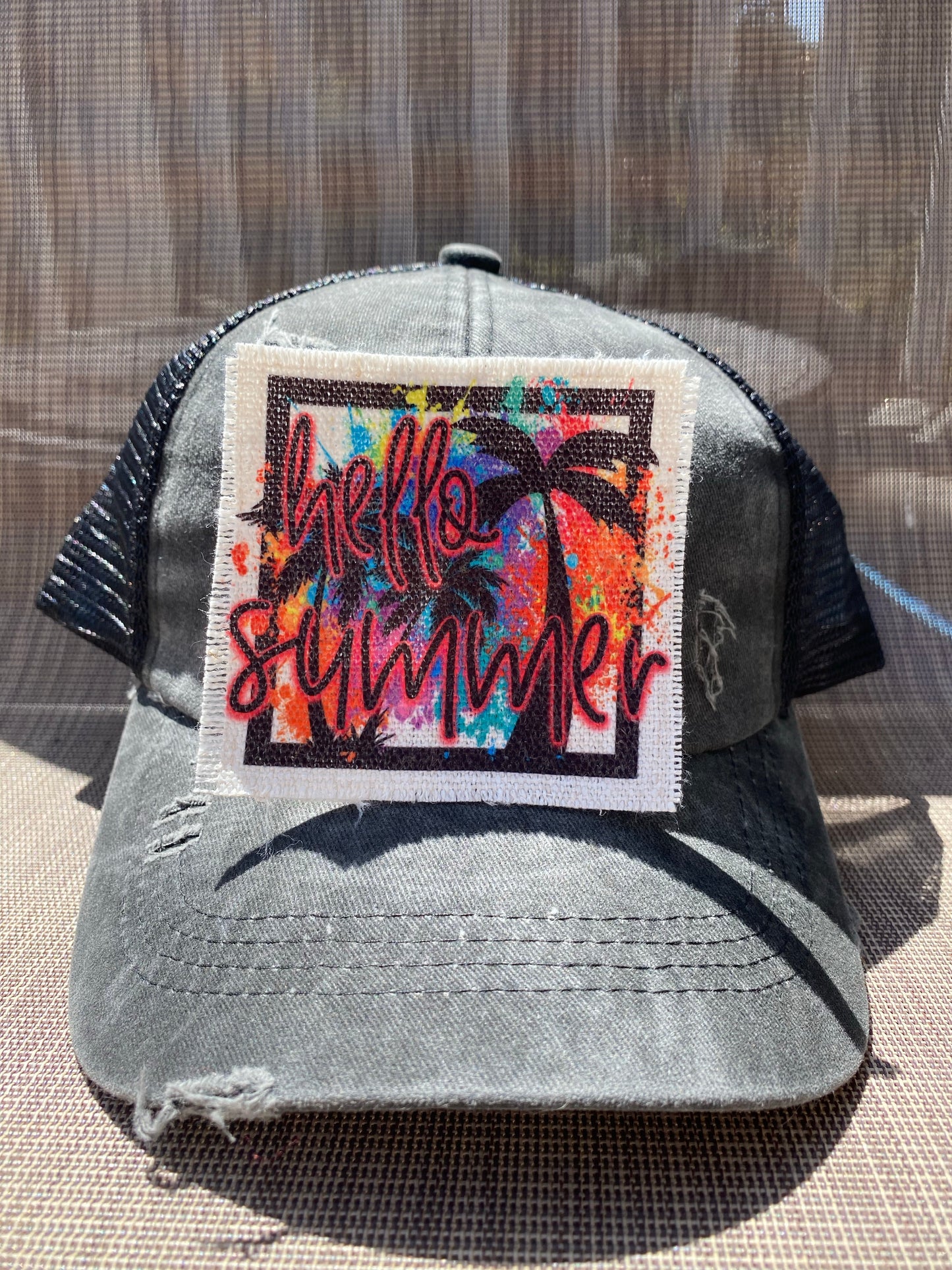 Hello Summer Palm Tree Hat Patch