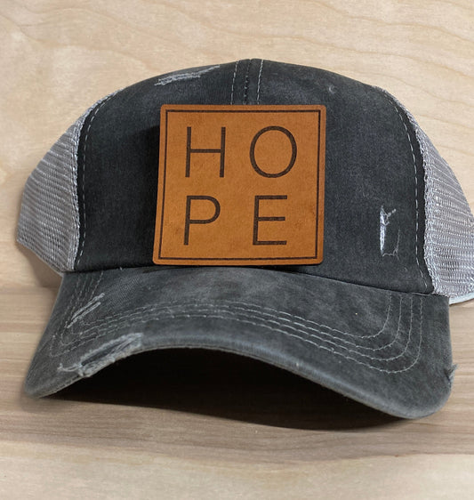 Hope Square Leatherette Hat Patch