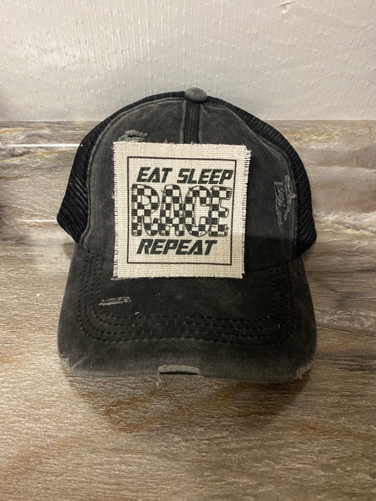 Eat Sleep Race Repeat Hat Patch