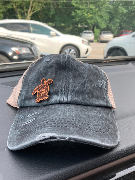Beach Vibes Turtle Small Leatherette Hat Patch