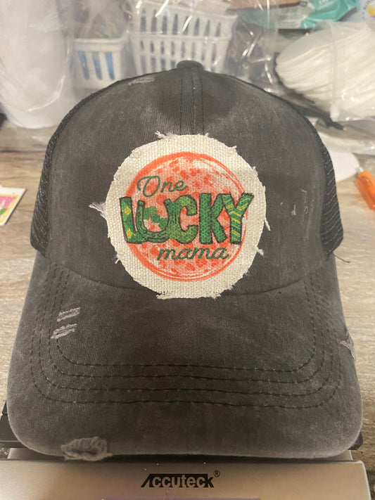 One Lucky Mama Pink Hat Patch