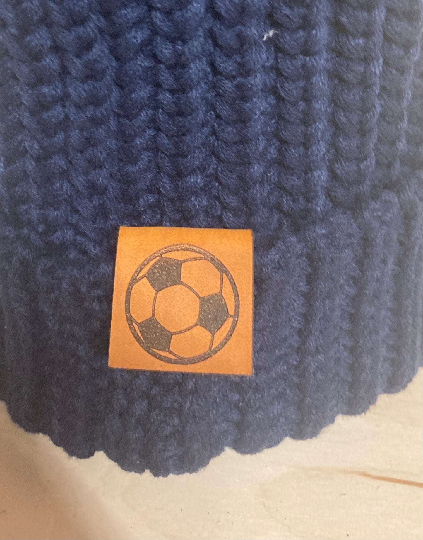 Soccer Ball Fold-Over Leatherette Beanie Patch