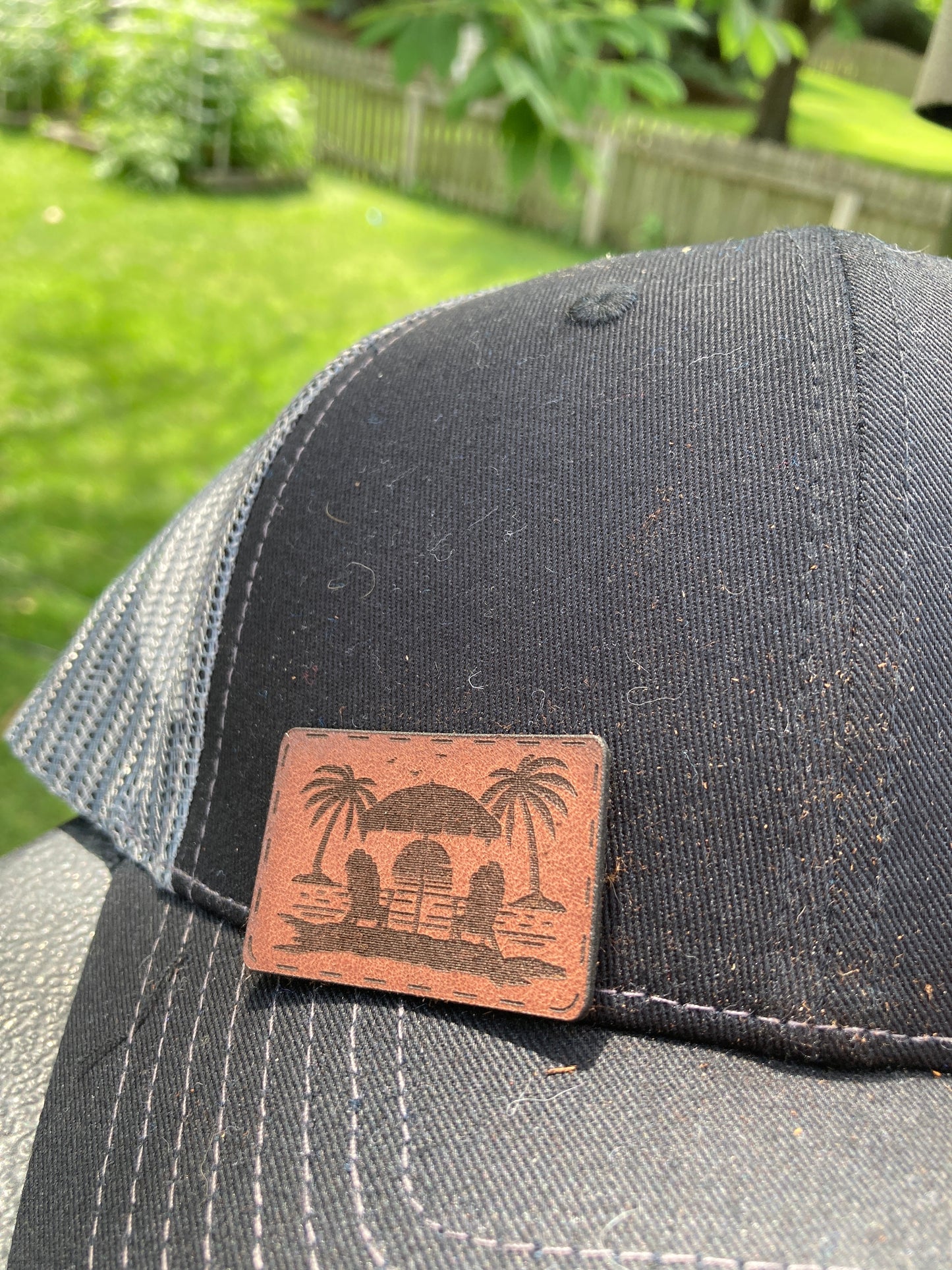 Beach Scene Adirondack Small Leatherette Hat Patch