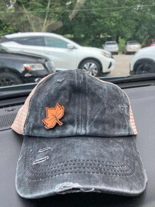 Leaf Small Leatherette Hat Patch