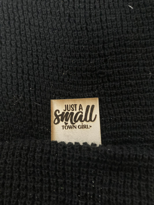 Just a Small Town Girl Fold-Over Leatherette Beanie Patch