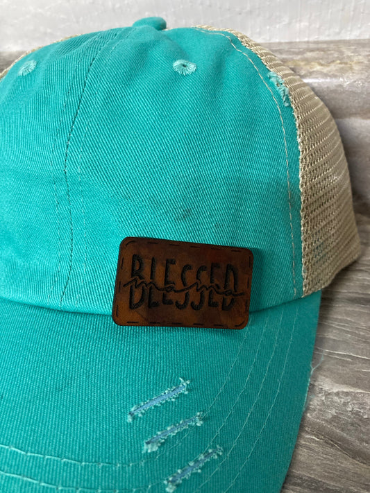 Blessed Mama Small Leatherette Hat Patch