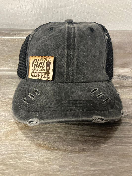 Just a Girl Who Loves Coffee Small Leatherette Hat Patch