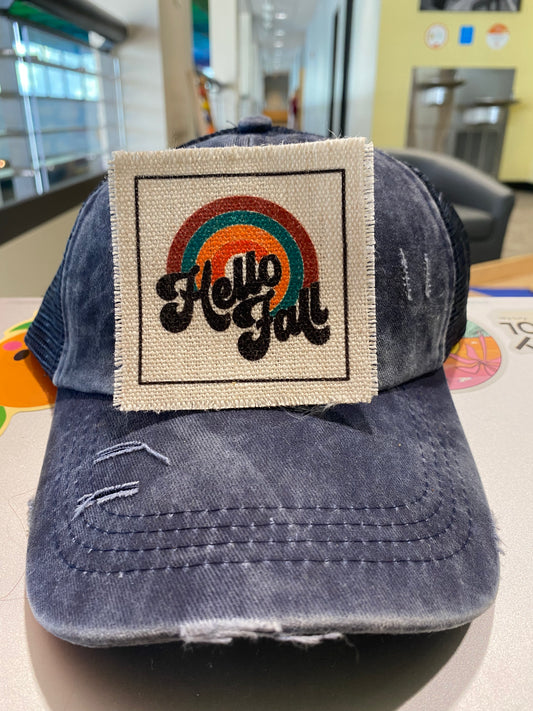 Hello Fall Rainbow Fall Colors Hat Patch