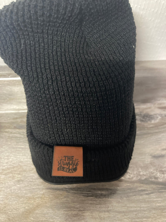Struggle is Real Fold-Over Leatherette Beanie Patch