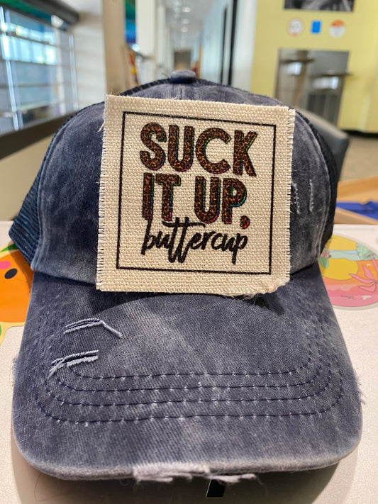 Suck It Up. Buttercup Leopard Hat Patch