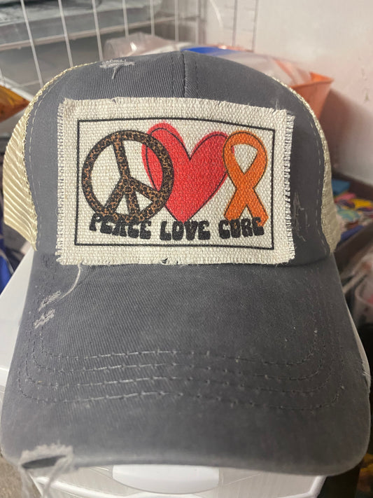 Peace Love Cure Childhood Cancer Hat Patch